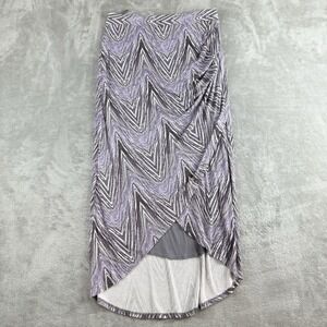 Maeve Anthropology Midi Skirt Medium Purplke White Chevron Print Tulip Boho Chic